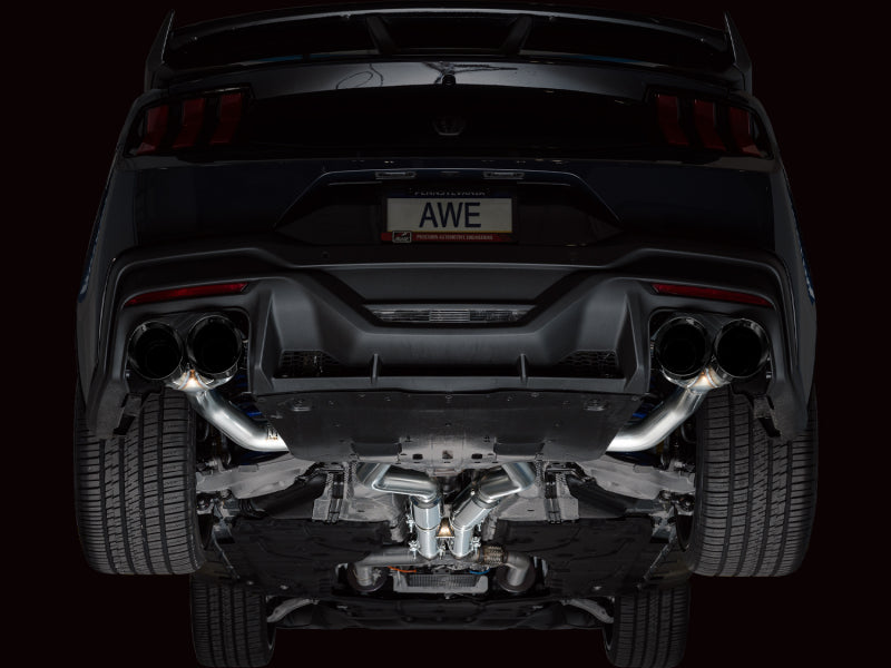 AWE 2024 Ford Mustang Dark Horse S650 RWD Track Edition Catback Exhaust w/ Quad Diamond Black Tips