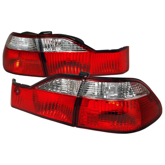 Spec-D - 98-00 Honda Accord Sedan Tail Lights (Chrome Housing/Red Clear Lens)