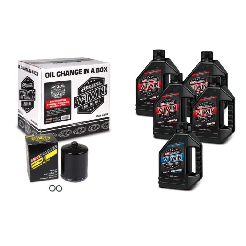 Maxima V-Twin Oil Change Kit Synthetic w/Black Filter Sportster