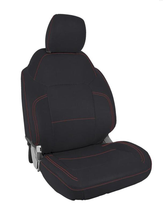 PRP 2021+ Ford Bronco 4 Door Front Seat Covers (Pair) - Black w/ Red Stitching