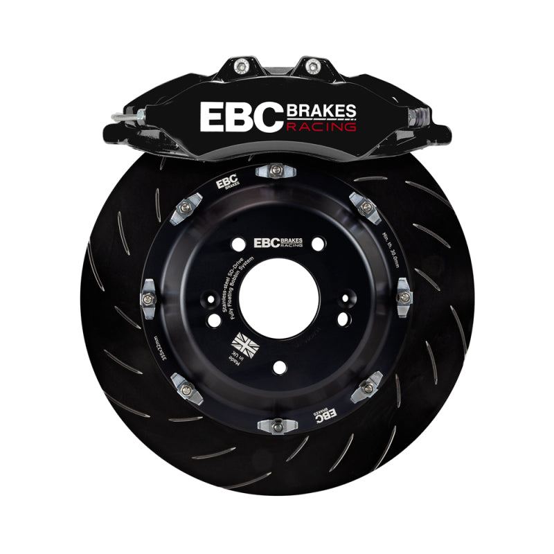 EBC Racing 20-23 Volkswagen Golf-R Black Apollo-6 Calipers 380mm Rotors Front Big Brake Kit