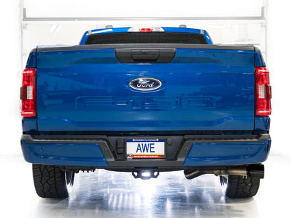 AWE 21-25 Ford F150 (14th Gen Reg Cab) Cat-Back Exhaust - 4.5in Dual Side Exit Diamond Black Tips