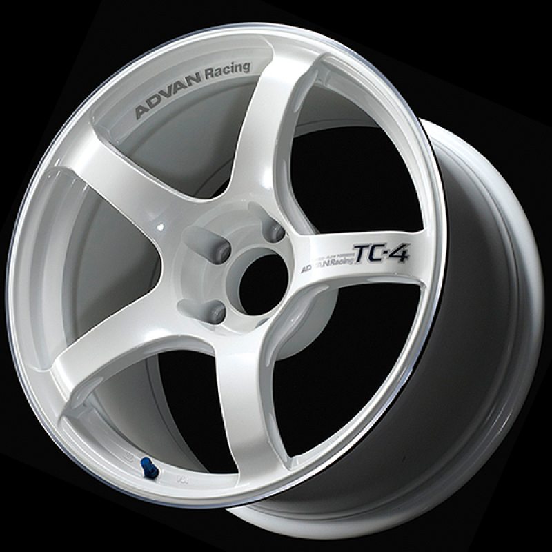 Advan TC4 18x8.5 +45 5-114.3 White Metallic & Ring Wheel