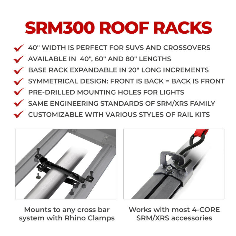 Go Rhino SRM300 Quad Baja Rail Kit (For 80x40in. Rack) - Tex. Blk (Rails ONLY - Req. Platform)