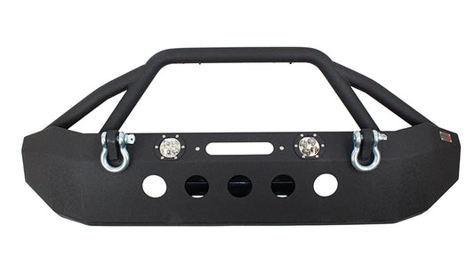 Fishbone Offroad 07-18 Jeep Wrangler Front Winch Bumper W/LEDs Full Width - Blk Textured Powdercoat