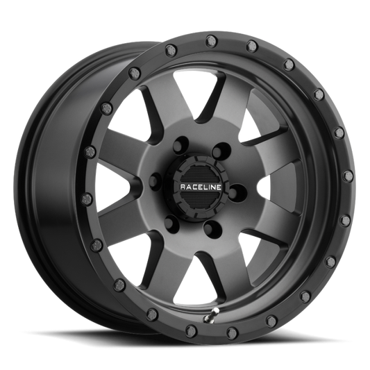 Raceline 935G Defender 17x9in / 5x127 BP / 0mm Offset / 83.82mm Bore - Gunmetal Wheel