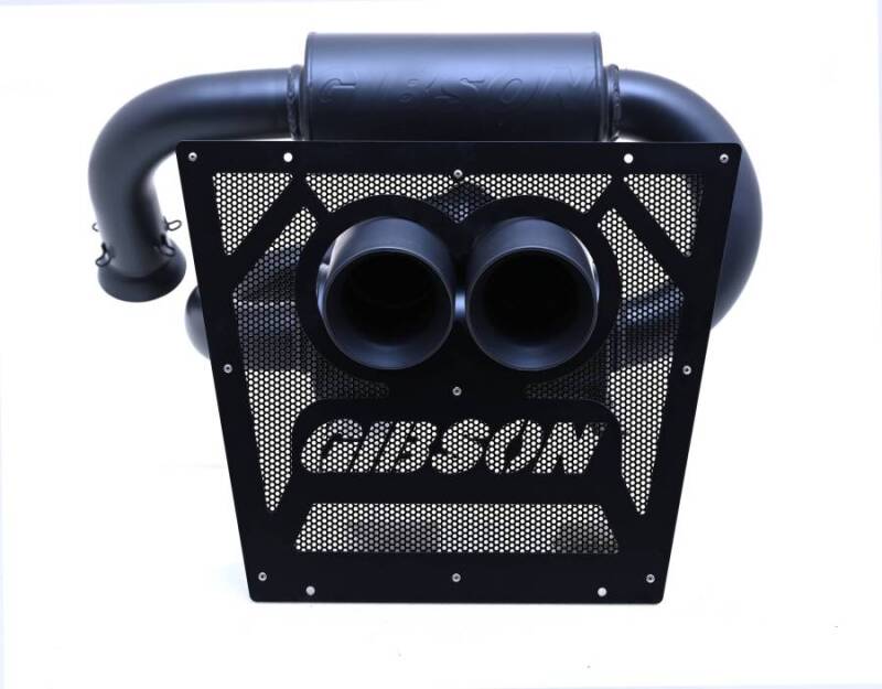 Gibson 2024 Cam-Am Maverick R 4in. T304 Stainless Round Dual Wall Slash-Cut Tip - Black Ceramic