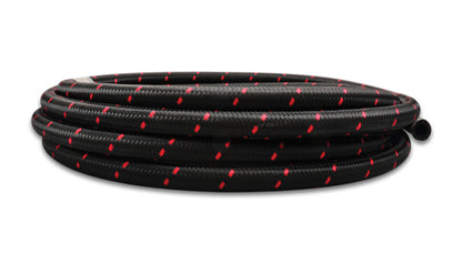 Vibrant -12 AN Two-Tone Black/Red Nylon Braided Flex Hose (10 foot roll)