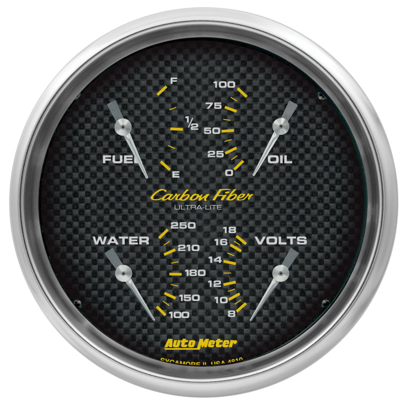 Autometer Carbon Fiber Quad Gauge 5in. 240Ohm (E) - 33Ohm (F) Electric