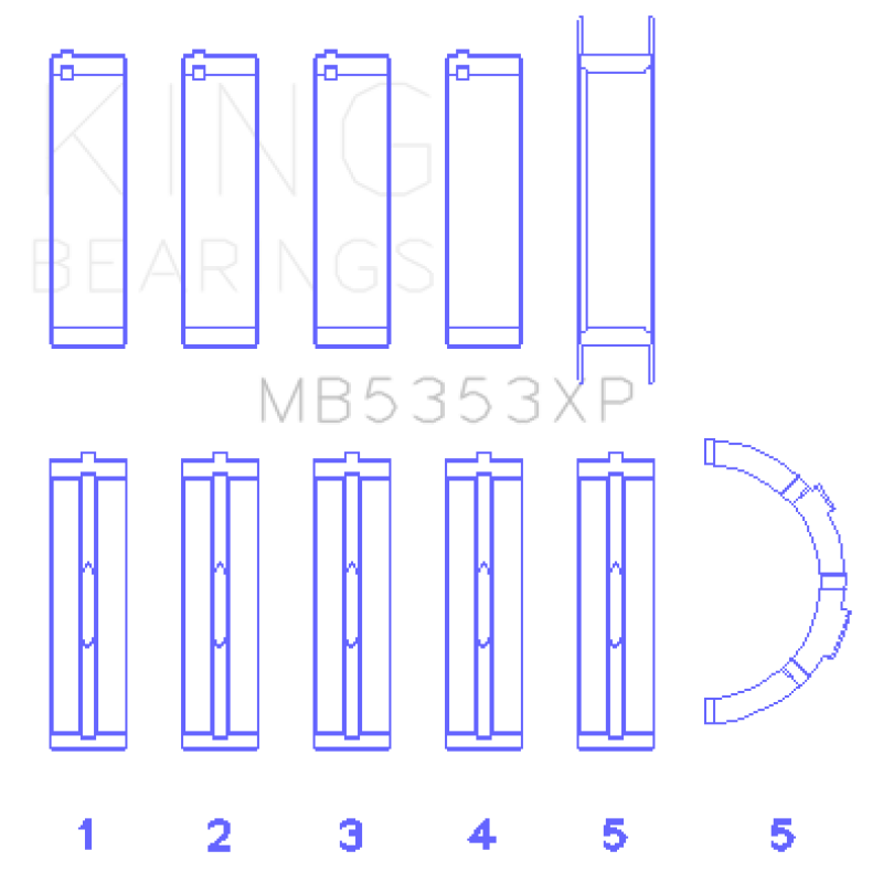 King Engine Bearings Ford 281 4.6L Sohc 16V (Size +0.50mm) Main Bearing Set