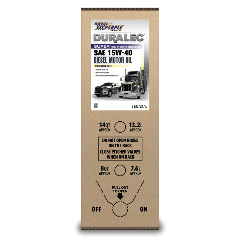 Royal Purple Duralec Super Diesel 15W-40 CK-4 Motor Oil - 6 Gallon Bag-In-Box