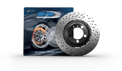 SHW 20-21 Porsche 718 Cayman GT4 4.0L Right Rear Drill-Dimp Lightweight Brake Rotor (98135240881)