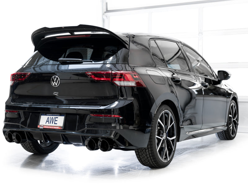 AWE MK8 Volkswagen Golf R 3in Touring Edition Quad Exhaust - Diamond Black Tips