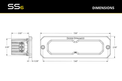 Diode Dynamics SS6 Sport White Flood Flush RBL (pair) 6000K