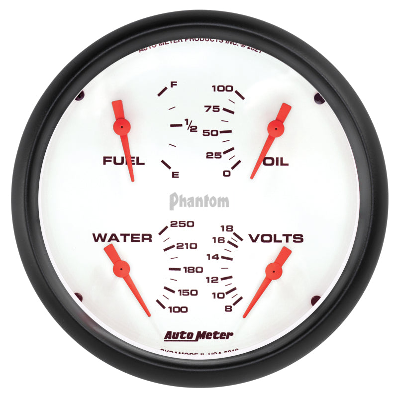 Autometer Phantom Quad 5in. Gauge 0 Ohm (E) - 90 Ohm (F) Electric