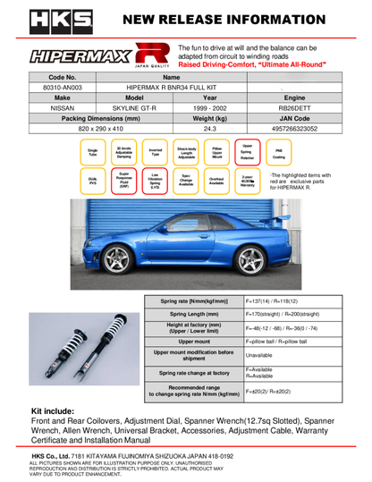 HKS Hipermax R BNR34 Full Kit