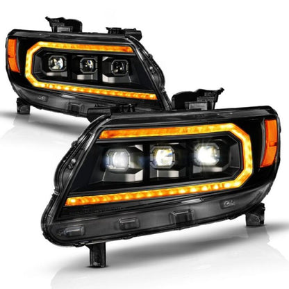 ANZO 15-22 Chevy Colorado Full LED Headlights w/ Initiation (Amber DRL) - Black