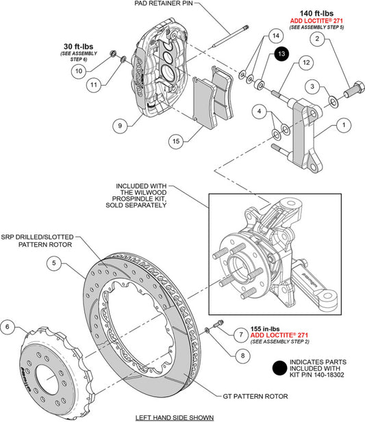 Wilwood kit front XRS6R wwe C10 alum pro spindle 13.06 rotor GT red