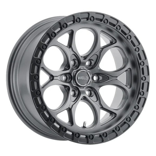 Weld 18x9 Ledge 6 6x135 ET00 BS 5.00 Satin GUN / Satin BLK Ring 87.1