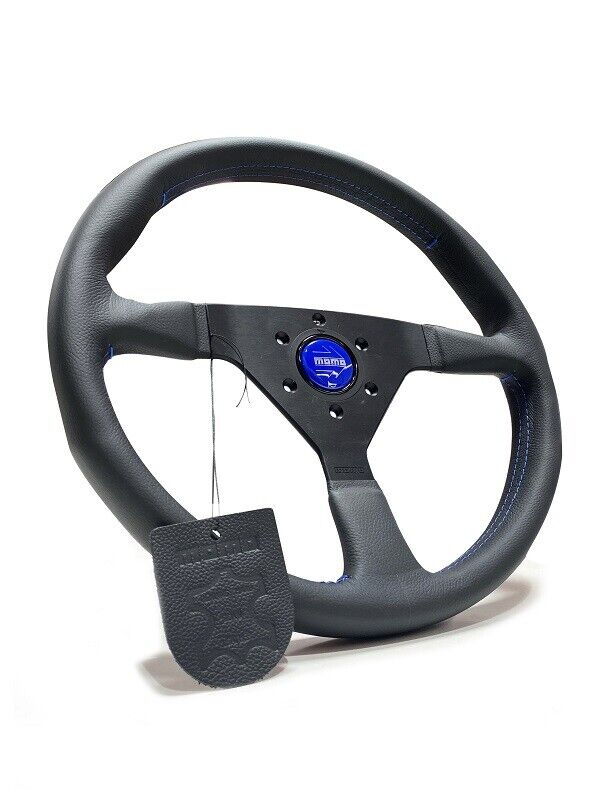 Momo Montecarlo Steering Wheel 350 mm - Black Leather/Blue Stitch/Black Spokes