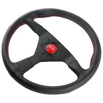 Momo Montecarlo Steering Wheel 350 mm - Black Leather/Red Stitch/Black Spokes