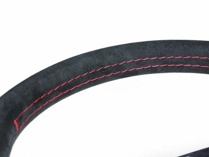 Momo Montecarlo Alcantara Steering Wheel 320 mm - Black/Red Stitch/Black Spokes