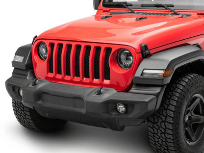 Raxiom 18-23 Jeep Wrangler JL Axial Series 9-In Angel Eye LED Headlights- Blk Housing (Clear Lens)