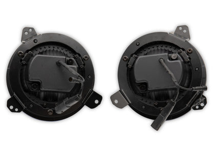 Raxiom 18-22 Jeep Wrangler JL/JT Axial 9-Inch LED Headlights w/RGB Halo- Black Housing (Clear Lens)