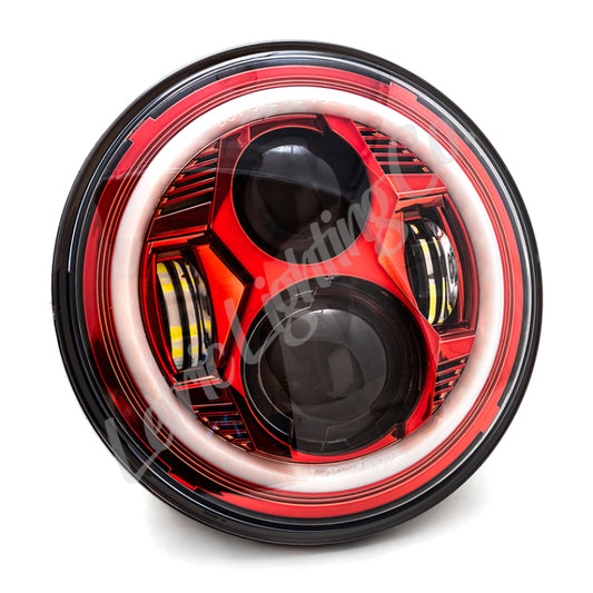 Letric Lighting 7in Red Color Collection LED Headlamp with Full Halo