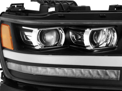 AlphaRex 19-20 Dodge Ram 1500 LUXX LED Proj Headlights Plank Jet Blk w/Activ Light/Seq Signal/DRL