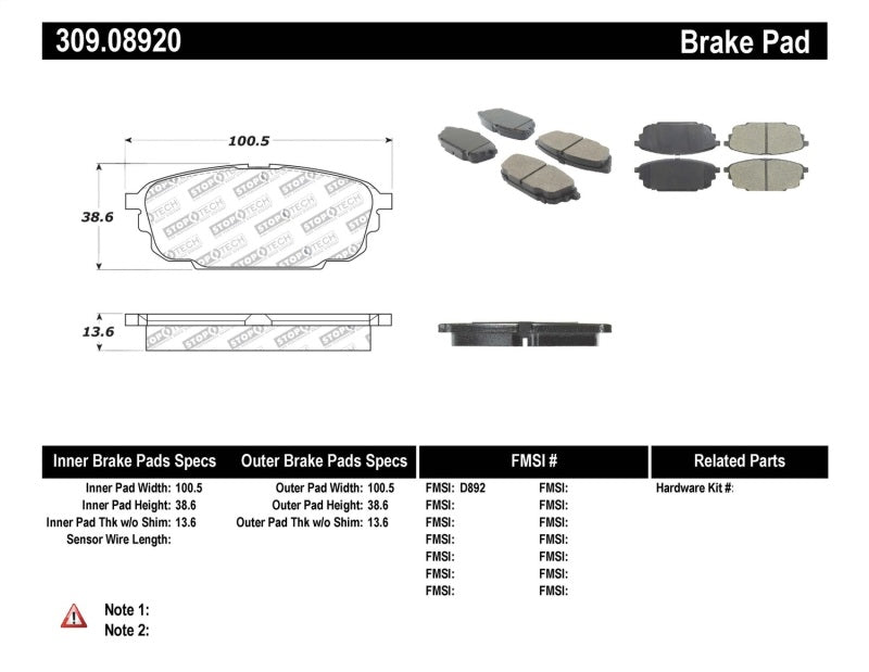 StopTech Performance Brake Pads