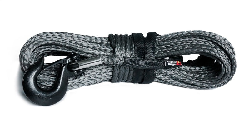 Rugged Ridge Synthetic Winch Line Dark Gray 25/64in x 94 Ft