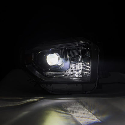 AlphaRex 14-21 Toyota Tundra LUXX-Series LED Proj Headlights Alpha-Blk w/Actv Light & Seq. Sig + DRL