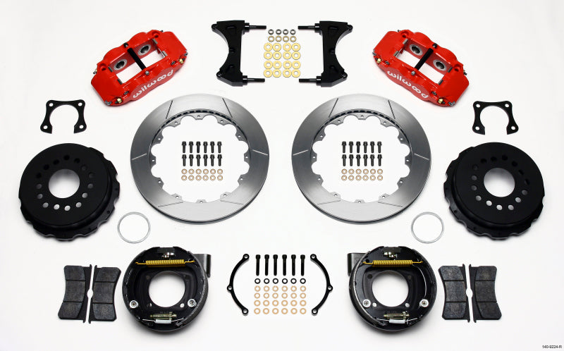 Wilwood Narrow Superlite 4R Rear P-Brk Kit 12.88in Red 58-64 Olds/Pontiac Ends 2.81in Offset