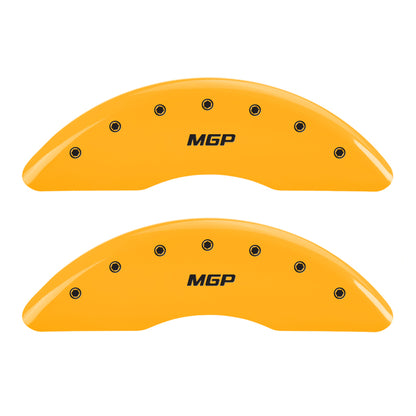 MGP 4 Caliper Covers Engraved Front & Rear MGP Yellow Finish Black Char 2017 Genesis G80