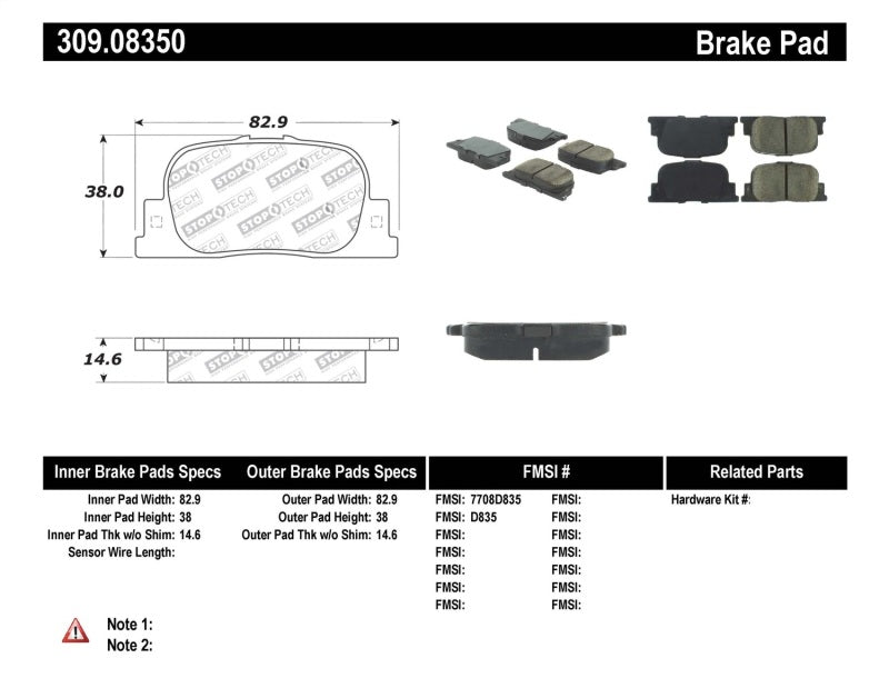 StopTech Performance 05-08 Scion tC Rear Brake Pads