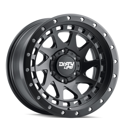 Dirty Life 9311 Enigma Pro 17x9/6x139.7 BP/-12mm Offset/106mm Hub Matte Black Wheel - Beadlock