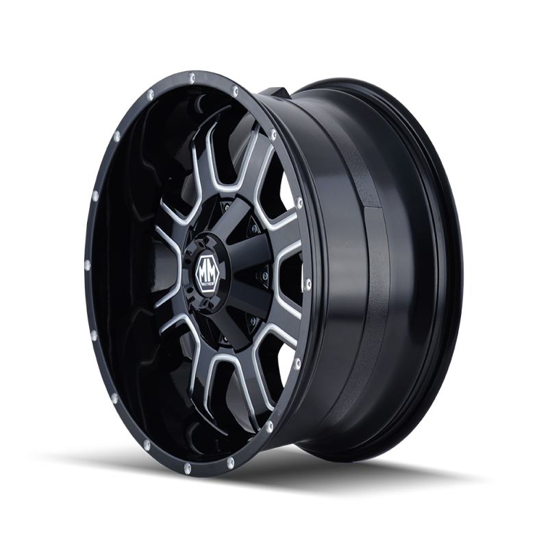 Mayhem 8103 Fierce 17x9 / 5x127 BP / -12mm Offset / 87mm Hub Black w/ Milled Spokes Wheel