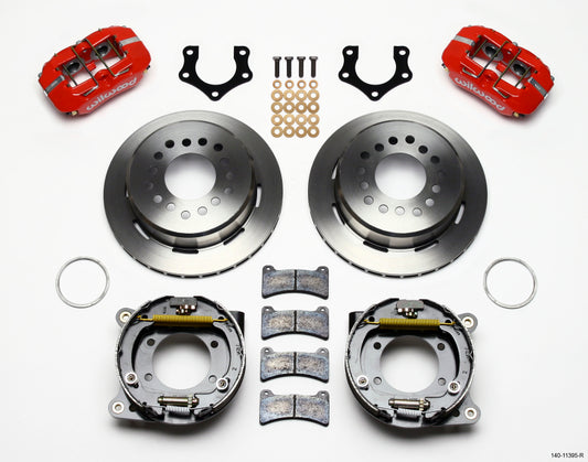 Wilwood Dynapro Low-Profile 11.00in P-Brake Kit - Red Mopar/Dana 2.36in Off w/Snap Ring Brng