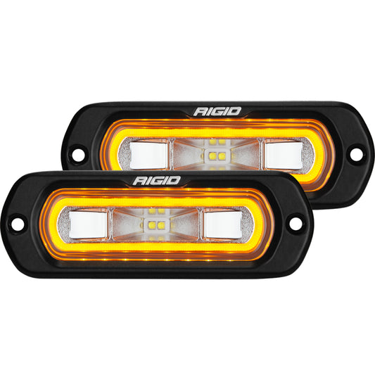 Rigid Industries SR-L Series Flush Mount LED Spreader Pair w/ Amber Halo - Universal