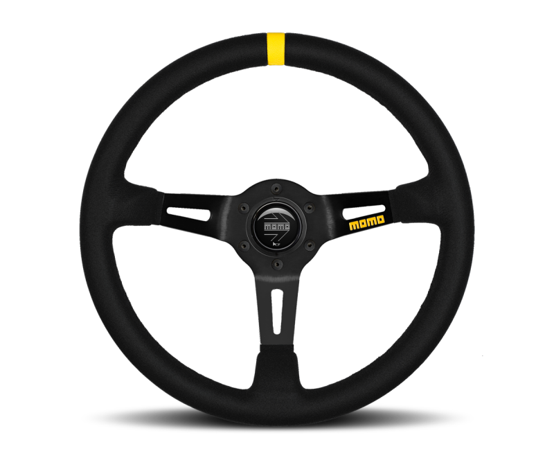 Momo - MOD08 Steering Wheel 350 mm -  Black Suede/Black Spokes/1 Stripe