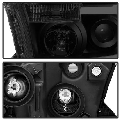 xTune Toyota Tundra 07-13 LED Light Bar Projector Headlights Black Smoked PRO-JH-TTU07-LED-BSM