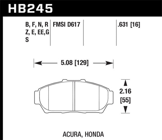 Hawk 94-01 Acura Integra (excl Type R)  DTC-60 Race Front Brake Pads