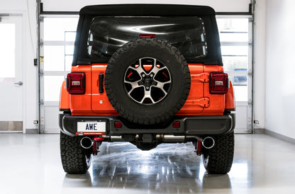 AWE Tuning 2018+ Jeep Wrangler JL/JLU Tread Edition Axle-Back Dual Exhaust - Chrome Silver Tips