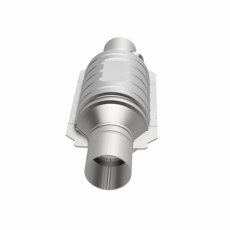 MagnaFlow Univ Conv 2in In/Out Ctr/Ctr Round 9in Body L x 5.125in W x 13in Overall L Single O2 Port