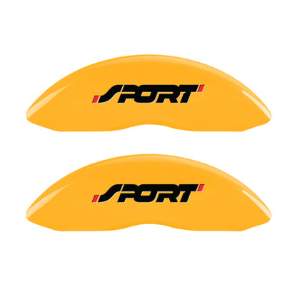 MGP 4 Caliper Covers Engraved Front & Rear No bolts/Sport Yellow finish black ch