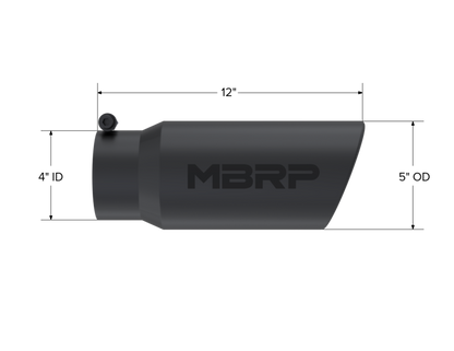 MBRP Universal Tip 5 O.D. Angled Rolled End 4 inlet 12 length - Black Finish