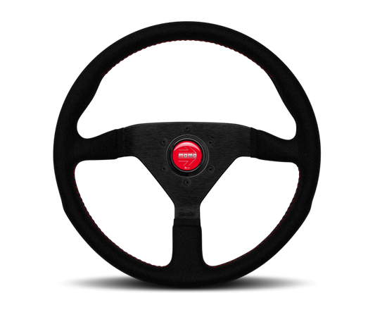 MOMO - Montecarlo Alcantara Steering Wheel 320 mm - Black/Red Stitch/Black Spokes