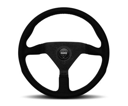 Momo Montecarlo Alcantara Steering Wheel 350 mm - Black/Black Stitch/Black Spokes