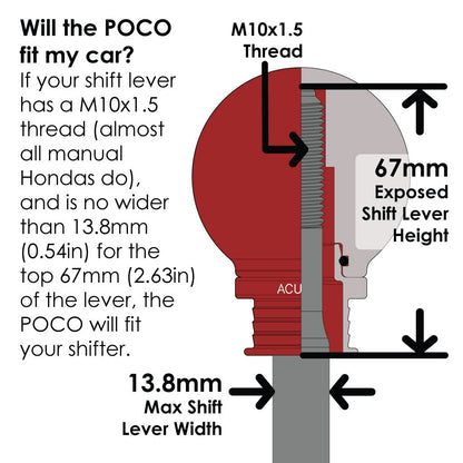 Acuity - POCO Low-Profile Shift Knob in Satin Red Finish